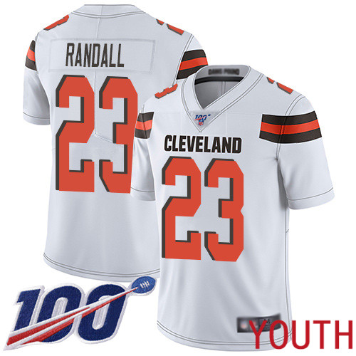 Cleveland Browns Damarious Randall Youth White Limited Jersey #23 NFL Football Road 100th Season Vapor Untouchable->youth nfl jersey->Youth Jersey